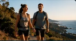 Couple walking outdoors